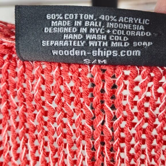 Wooden Ships Hi-low V-neck Sweater Vest Salmon Size S/M - Picture 4 of 4